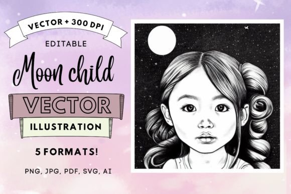 Download Moon Child Vector Illustration +300dpi - Child vector Collection