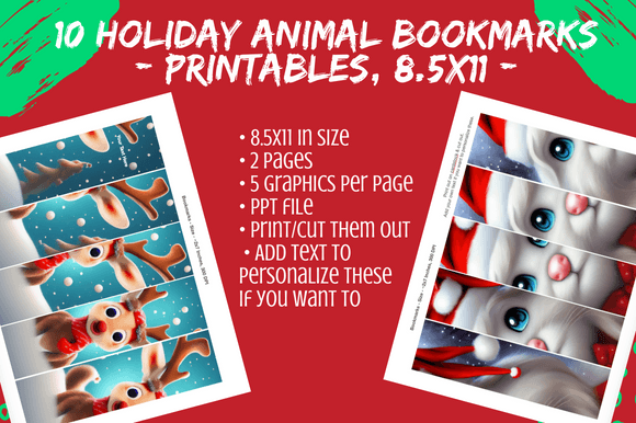 Download 10 Xmas Animals Bookmarks for DIY Gifts - Diy gifts Collection