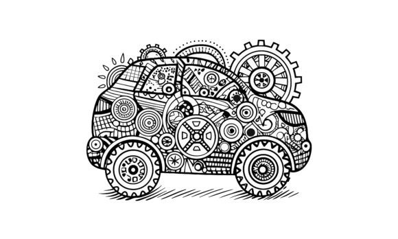 Download Detailed Hand Drawn Car Illustration. - Hand drawn Collection